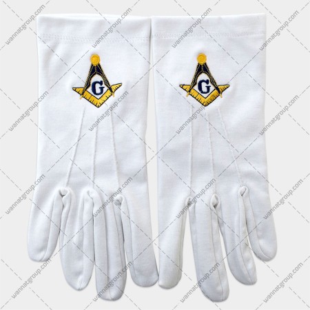 Masonic Cotton Gloves with Square and Compass