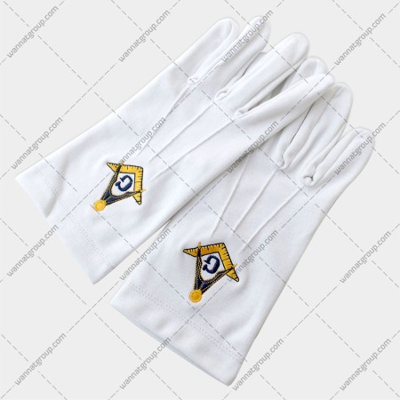 Masonic Cotton Gloves with Square and Compass