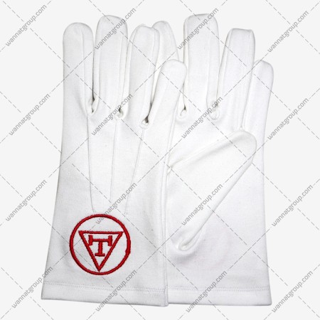 Masonic Royal Arch Cotton Gloves with Triple Tau