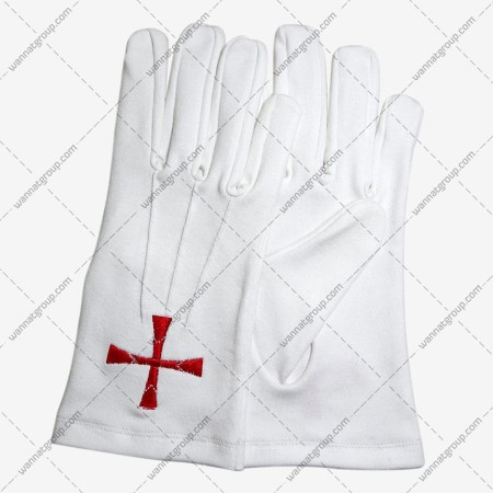 Masonic Knights Templar White Cotton Gloves