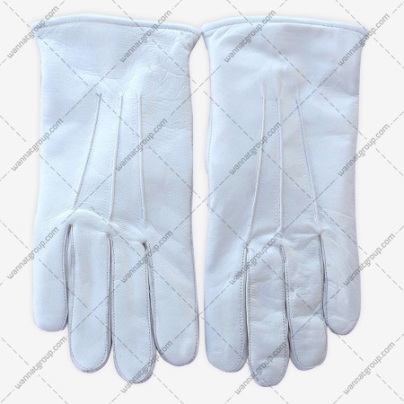 Masonic White Solf Leather Gloves – Plain
