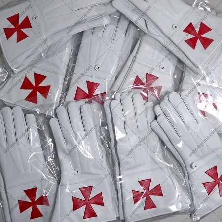 Knights Templar (KT) White Leather Gloves
