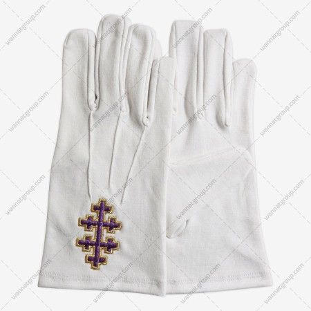 Masonic Cotton Gloves with Patriarchal Cross