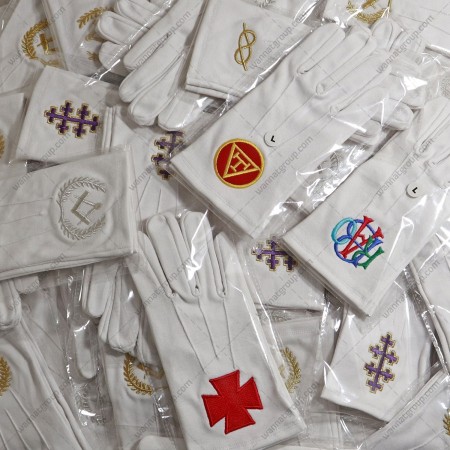Masonic White Cotton Embroidered Gloves