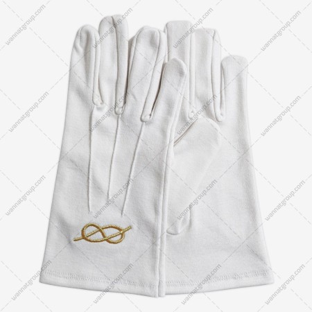 Masonic Cotton Gloves with Gold Knot Lake of Love