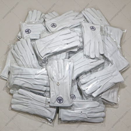 Masonic White Soft Leather Gloves
