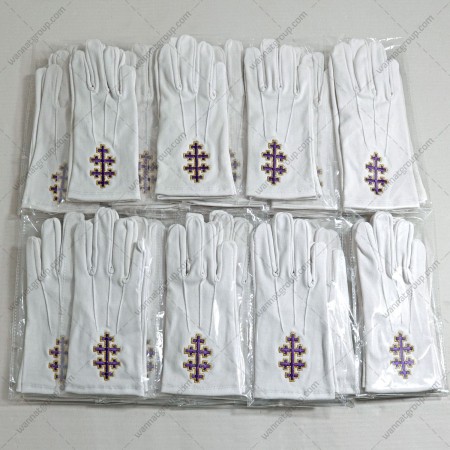 Masonic Patriarchal Cross Cotton Gloves